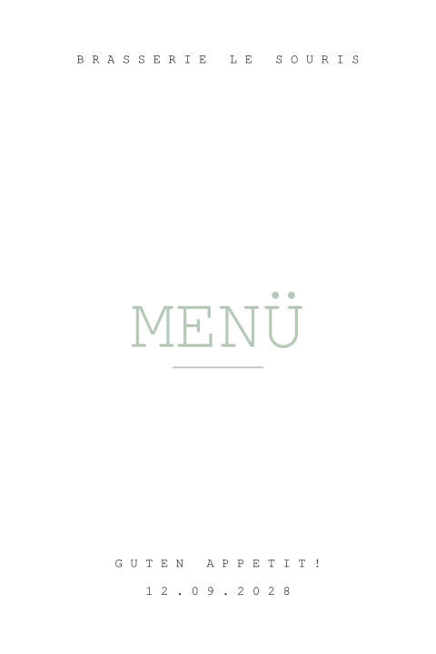 Menükarte in Schwarz Grün mit Blumen