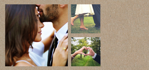 Kraftlook Einfache Panorama Hochzeitskarte mit drei Fotos