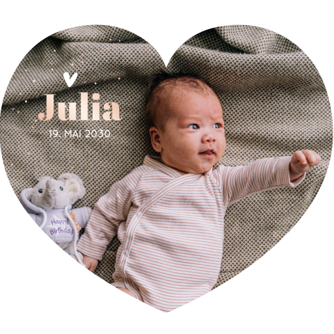 Danksagung Geburt in Herzform