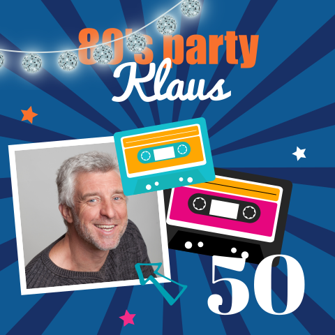 Hippe Einladung zum 50 Geburtstag 80s-Style