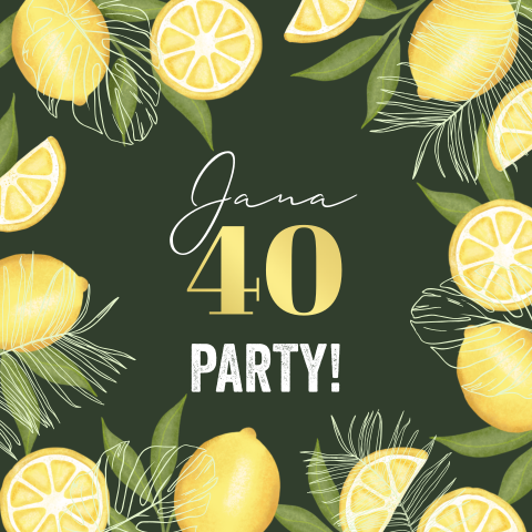 Witzige Geburtstagseinladung Gartenparty mit Zitronen