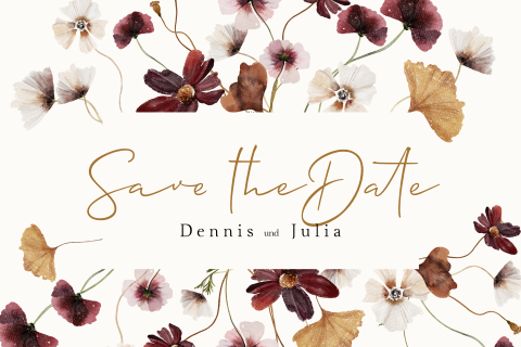 Florale Save the Date-Karte einfach Querformat