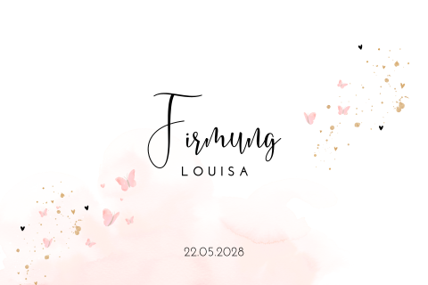 Einladung zur Firmung mit Schmetterlingen und Aquarellfarben