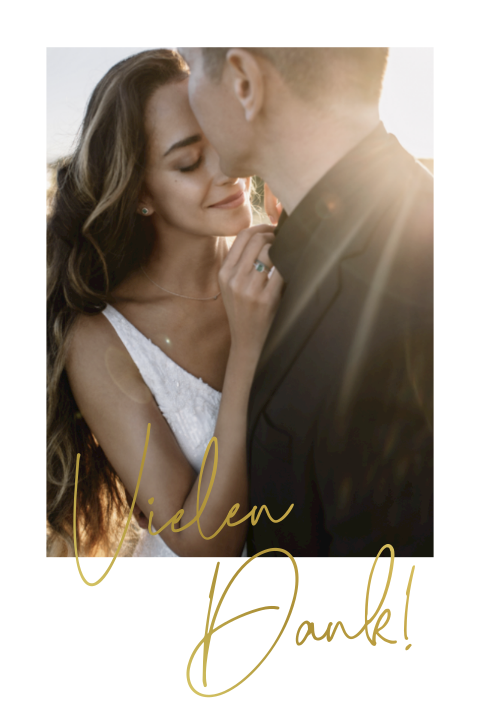 Romantische Dankeskarte Hochzeit mit Bild und Kalligraphie
