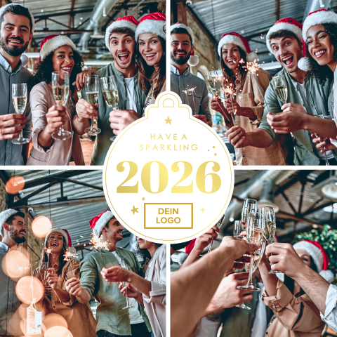 Geschäftliche Weihnachtskarte mit Fotocollage