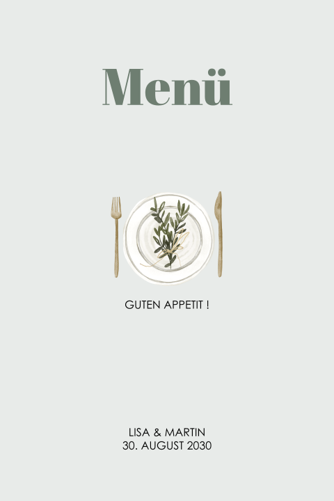 Menükarte in Minzgrün mit runden Ecken