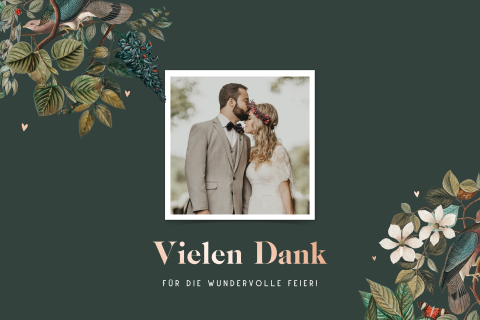 Dankeskarte Hochzeit im Vintage/Boho Stil mit Foliendruck