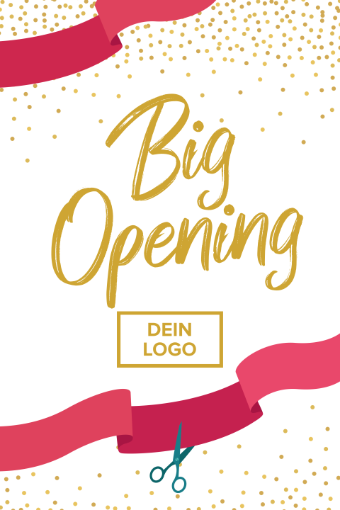 Big Opening Einladung zur geschäftlichen Feier mit goldenem Konfetti