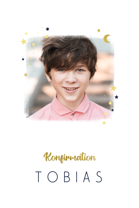 Einladung zur Konfirmation mit Foto und Goldfolie