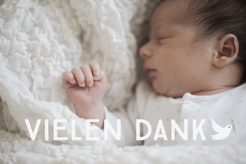 Dankeskarte Taufe mit hellgrünem Hintergrund und Friedenstaube