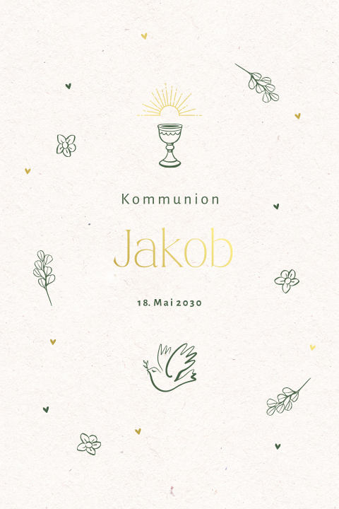 Einladung zur Kommunion mit zarten Linienzeichnungen