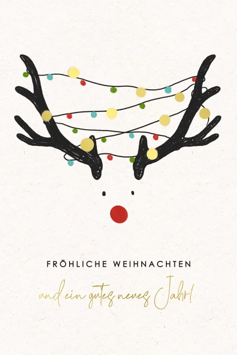 Rentier Namenskarte – Personalisierte Weihnachtskarte, A6, Blanko Innen – Perfekt Als Weihnachtsgruß