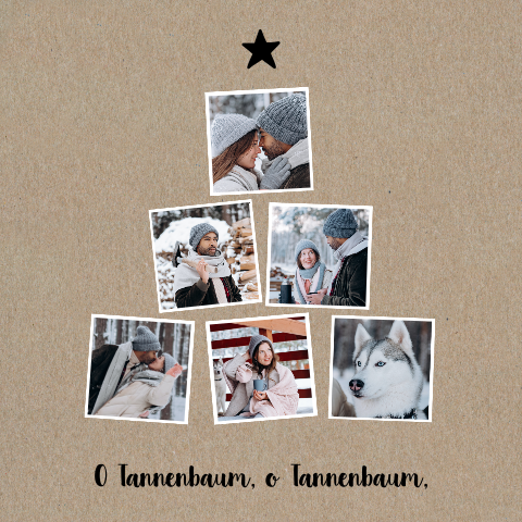 Original Weihnachtskarte im Kraftlook mit Weihnachtsbaum von Fotos
