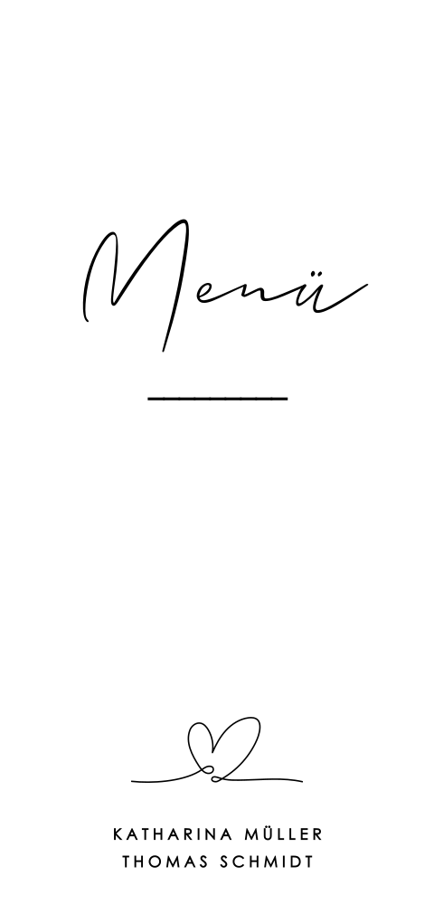 Menükarte längliches Hochformat mit modernes Herz