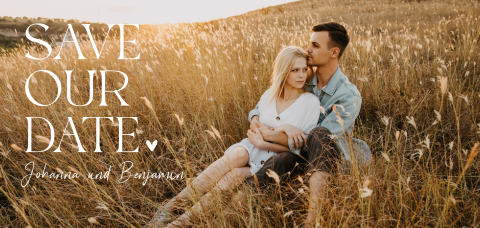 Stilvolle Panorama Save the Date Karte mit großem Foto