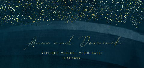 Klassische Hochzeitseinladung mit Goldfolie und Tagesablauf