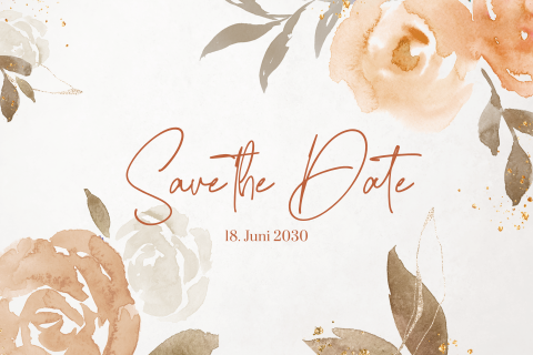 Save the Date Karte mit Aquarellblumen