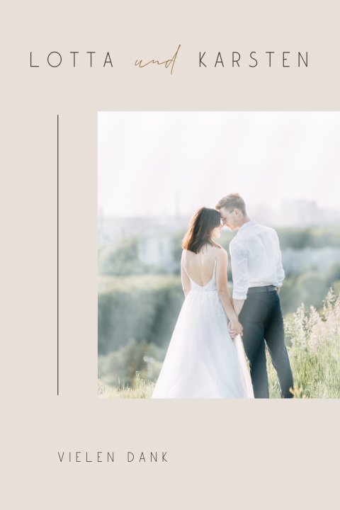 Danksagungskarte Hochzeit im Naturton mit Foto