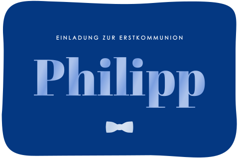 Einladung zur Erstkommunion in schlichtem, blauen Design mit Hochglanz