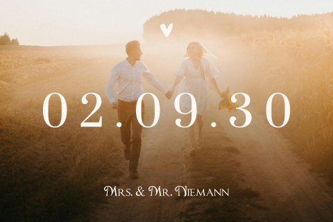 Dankeskarte als Magnet mit großem Foto und Herz