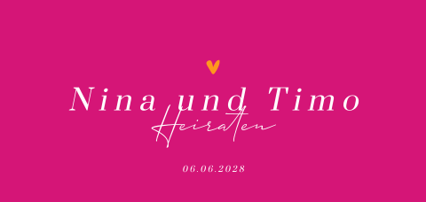 Colorblocking Hochzeitseinladung im Panorama-Stil in Pink und Orange