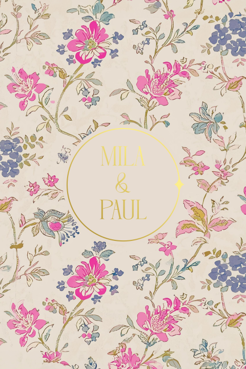 Hochzeitseinladung mit romantischem Blumenmuster