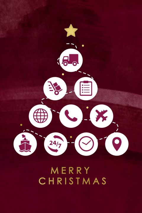 Business-Weihnachtskarte mit originellem Weihnachtsbaum und Goldfolie