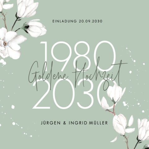 Tolle Einladung zur Goldenen Hochzeit in zartem Grünton