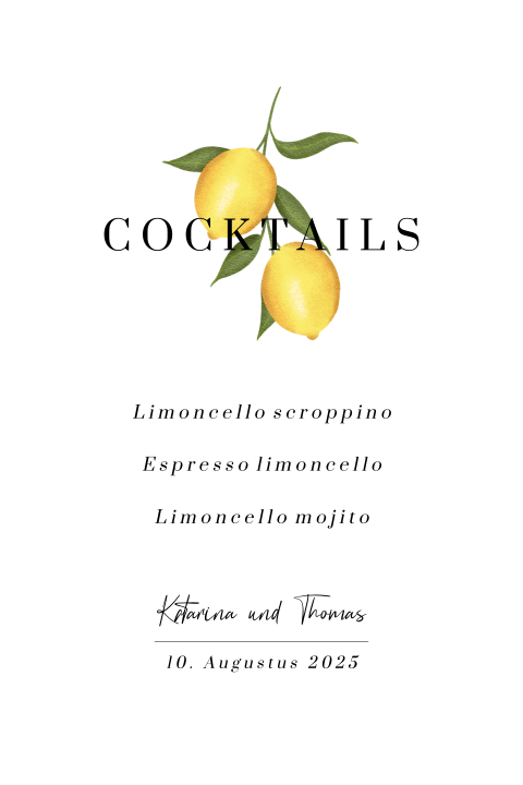 Sommerliche Cocktailkarte mit abgerundeten Ecken