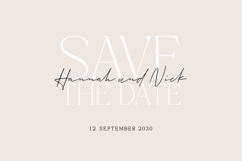 Elegante Save the Date Karte in Beige mit klassischer Schrift