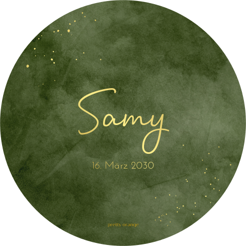 Geschlechtsneutrale Geburtskarte Velvet-Look mit grün und Goldfolie