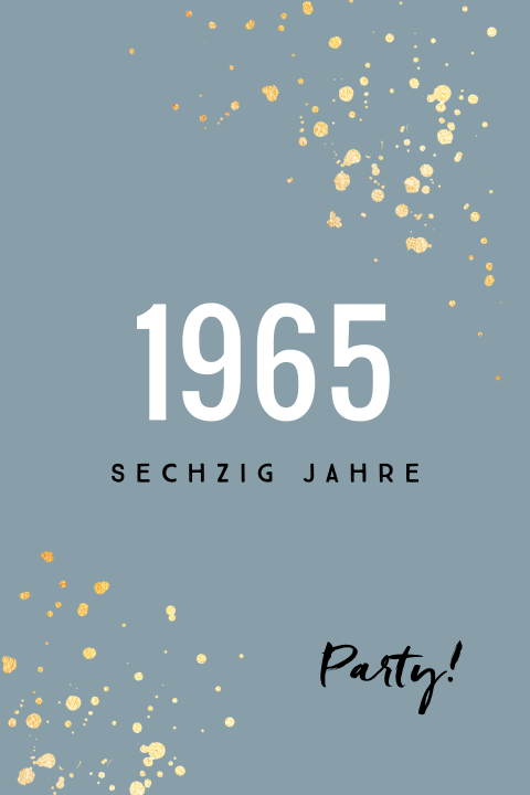 Graublaue Einladung zum 60. Geburtstag mit Farbspritzern