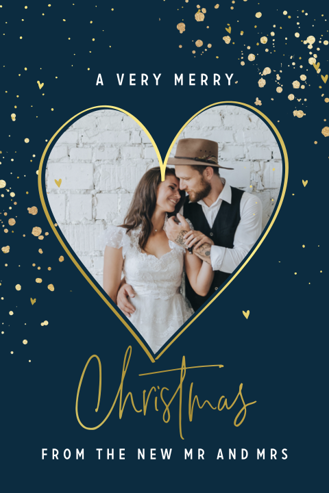 Weihnachtliche Dankeskarte mit Herz und Foto