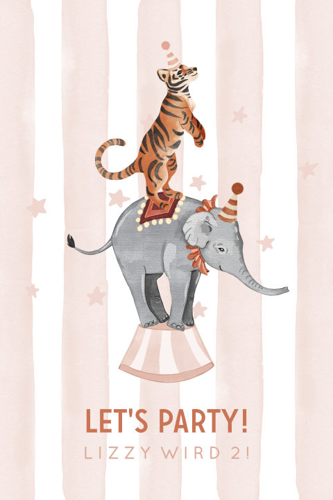 Niedliche Geburtstagseinladung mit Zirkustieren