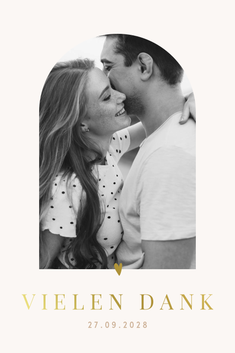 Dankeskarte mit Foto in Bogenform und Goldfolie