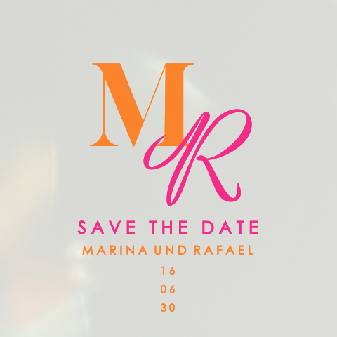 Colorblocking Save the Date Karte aus Acryl mit Initialen