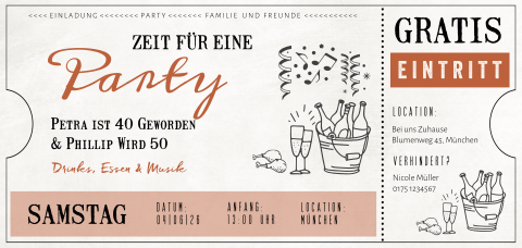 Besondere Ticket Einladung zum Doppelgeburtstag