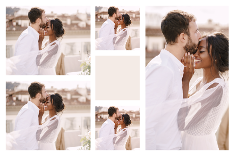 Hochzeits-Klappkarte rechteckig mit Fotocollage, selbst gestalten