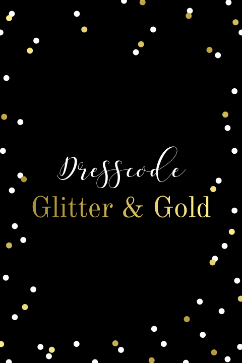 Dresscode Karte mit Goldfolie und Konfetti