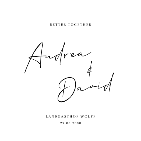 Minimalistische Hochzeitseinladung in schwarz - weiß