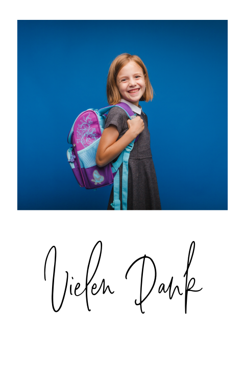 Einfache Dankeskarte Einschulung zum Selbst Gestalten mit Foto