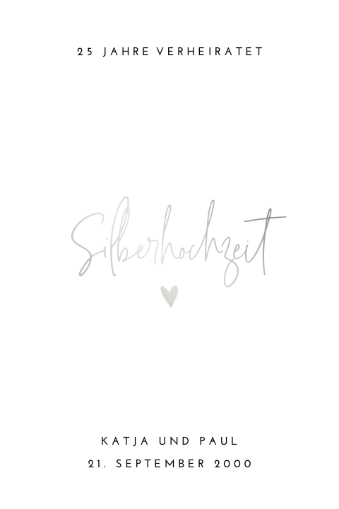 Moderne, schlichte Hochzeitskarte mit Silberfolie