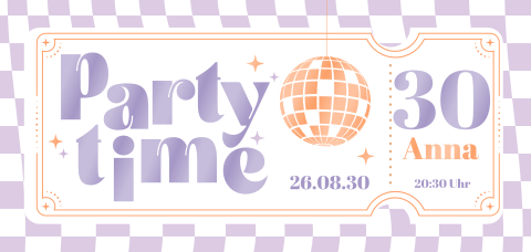Disco Ticket Einladung zum 30 Geburtstag im Color-Blocking Stil