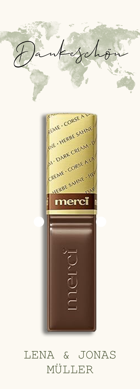 Merci Gastgeschenk mit Weltkarte