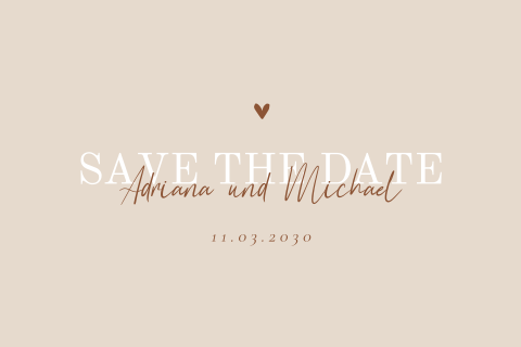 Schlichte Save the Date Karte in gedeckten Farben mit Herz