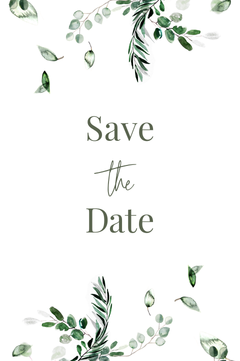 Botanische Save the date karte mit Zweigen
