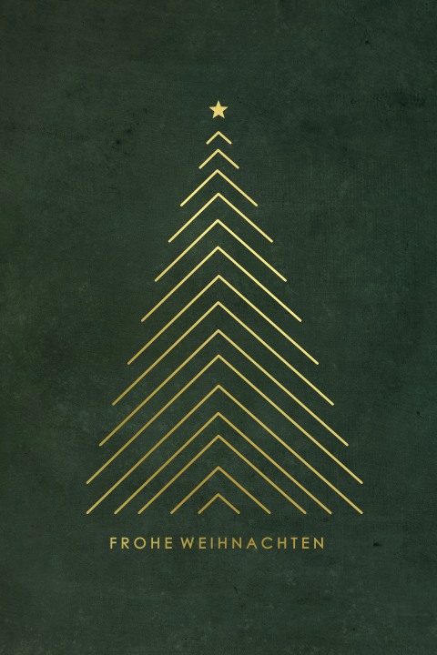 Elegante Weihnachts- und Neujahrskarte mit goldenem Baum