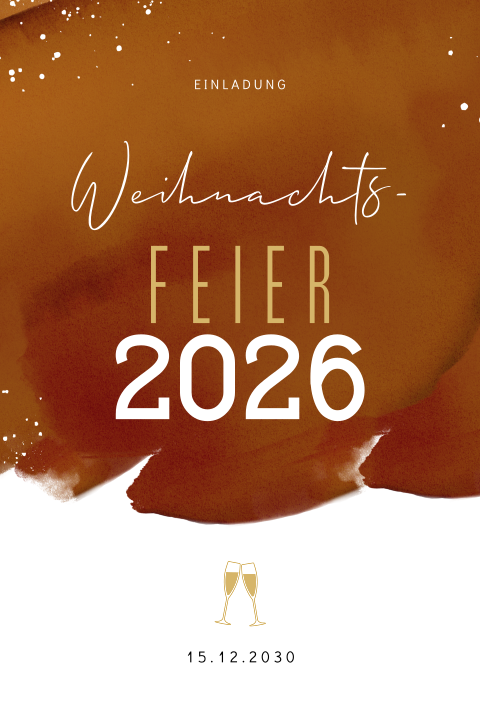 Einladung zur Weihnachtsfeier für Firmen mit Sektgläsern