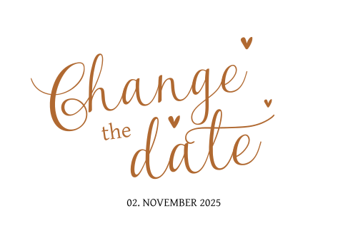 Change the Date Karte mit Schreibschrift und Herzchen