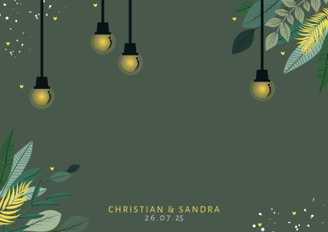 Sommerliche Tischset mit Lichterkette und Grünen Zweigen